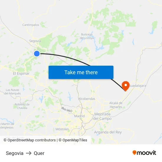 Segovia to Quer map