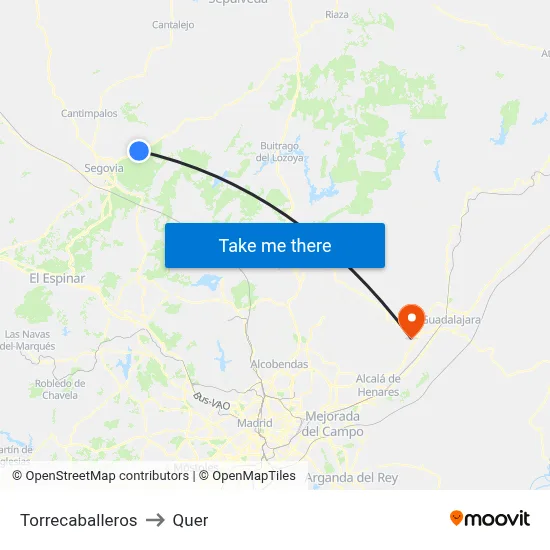 Torrecaballeros to Quer map