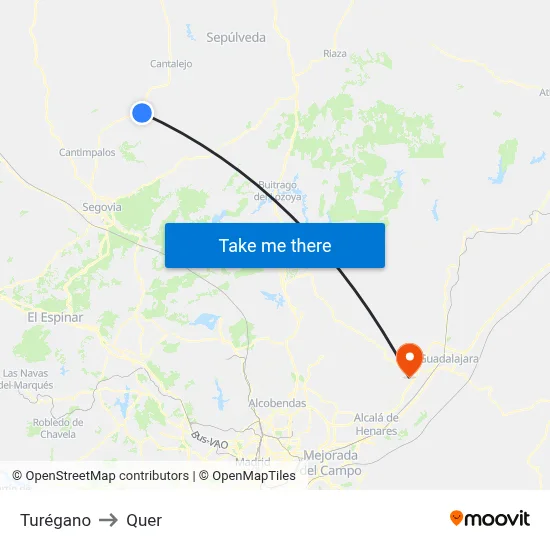 Turégano to Quer map