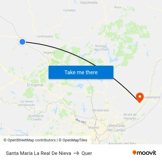 Santa María La Real De Nieva to Quer map