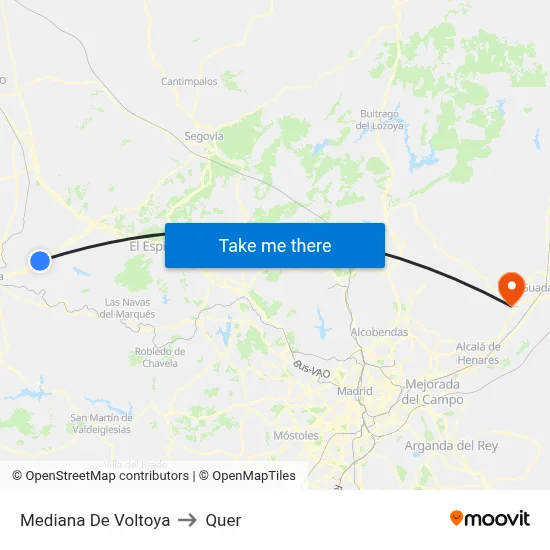 Mediana De Voltoya to Quer map