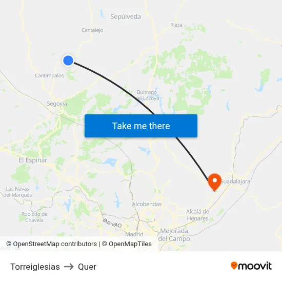 Torreiglesias to Quer map