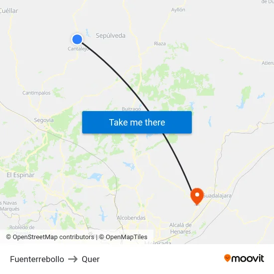 Fuenterrebollo to Quer map