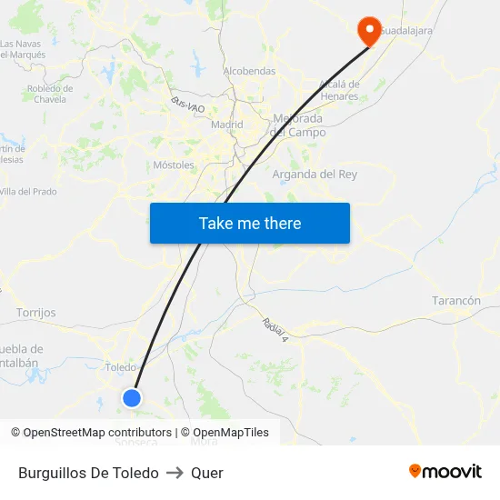 Burguillos De Toledo to Quer map