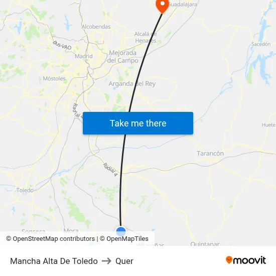 Mancha Alta De Toledo to Quer map