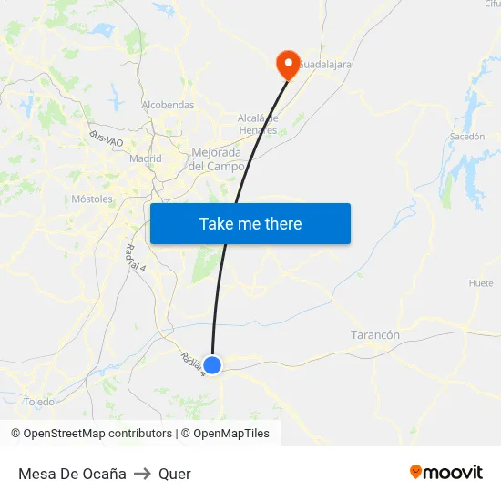 Mesa De Ocaña to Quer map