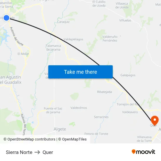 Sierra Norte to Quer map