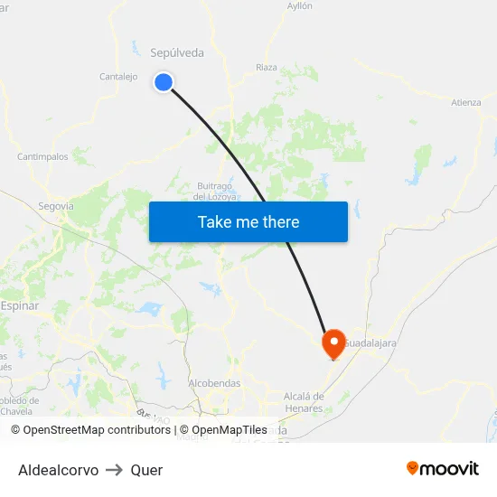 Aldealcorvo to Quer map
