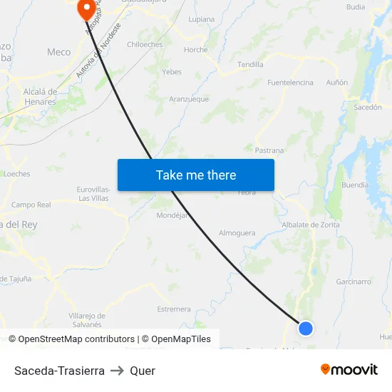 Saceda-Trasierra to Quer map
