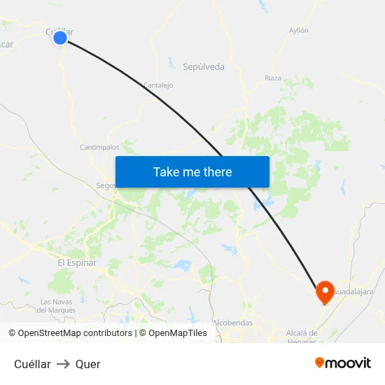 Cuéllar to Quer map