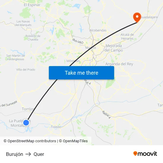 Burujón to Quer map