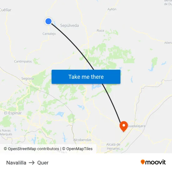 Navalilla to Quer map