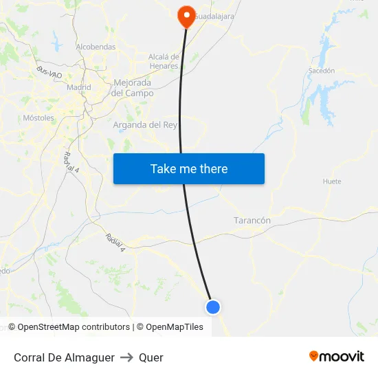 Corral De Almaguer to Quer map