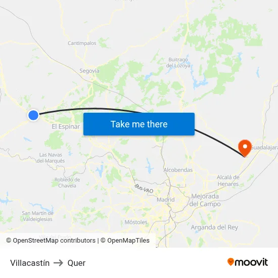 Villacastín to Quer map