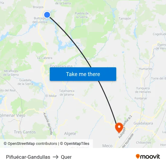Piñuécar-Gandullas to Quer map
