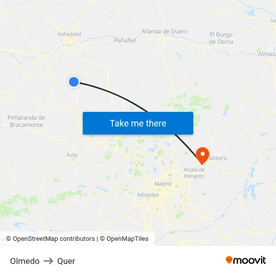 Olmedo to Quer map
