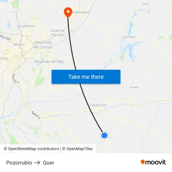 Pozorrubio to Quer map