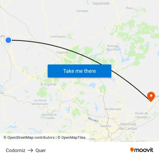 Codorniz to Quer map