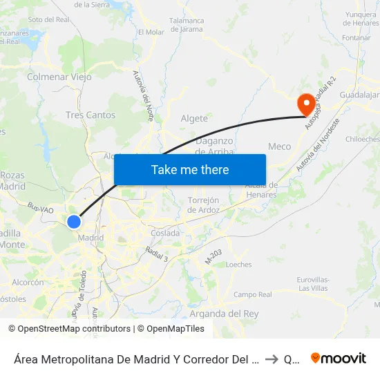 Área Metropolitana De Madrid Y Corredor Del Henares to Quer map