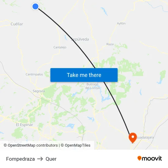 Fompedraza to Quer map