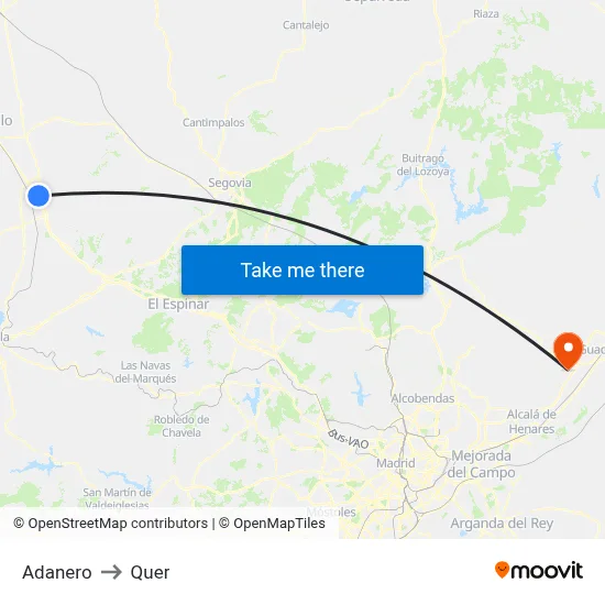 Adanero to Quer map