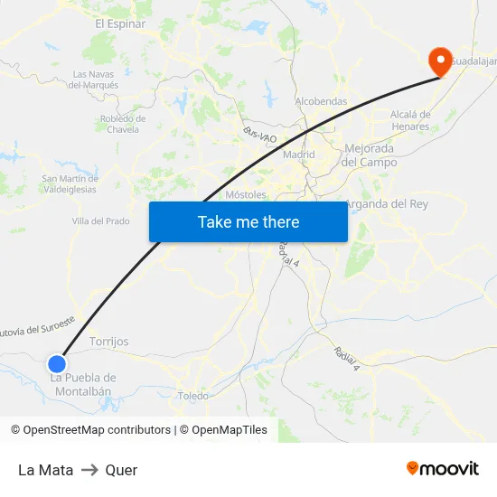 La Mata to Quer map