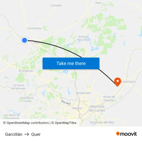 Garcillán to Quer map