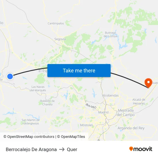 Berrocalejo De Aragona to Quer map