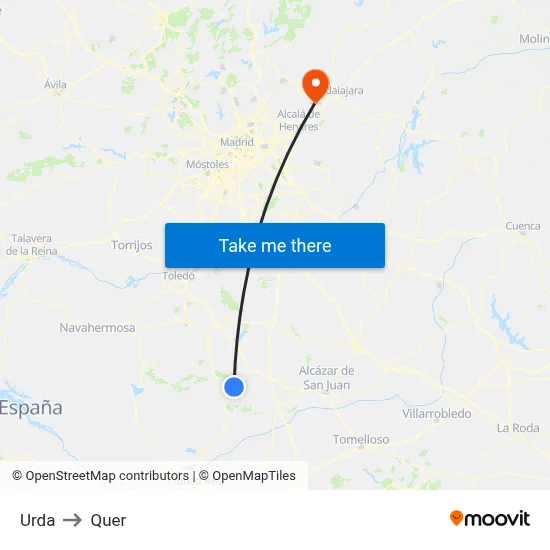Urda to Quer map