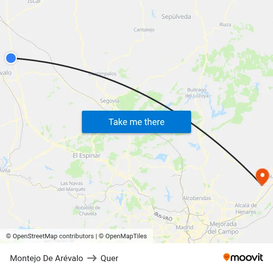 Montejo De Arévalo to Quer map