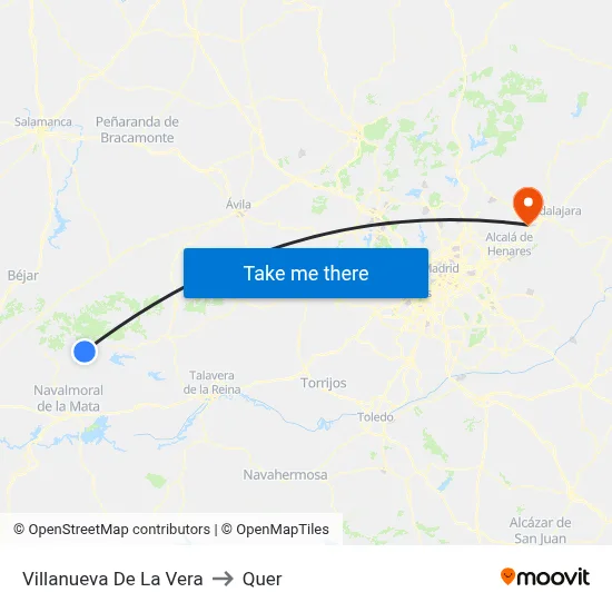 Villanueva De La Vera to Quer map