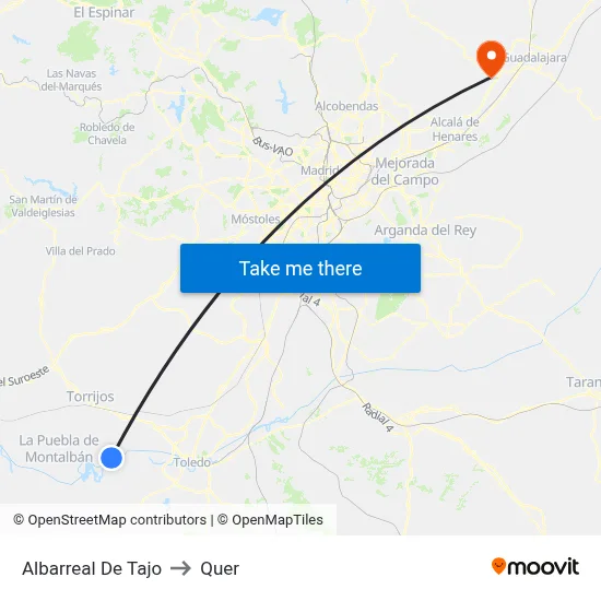 Albarreal De Tajo to Quer map