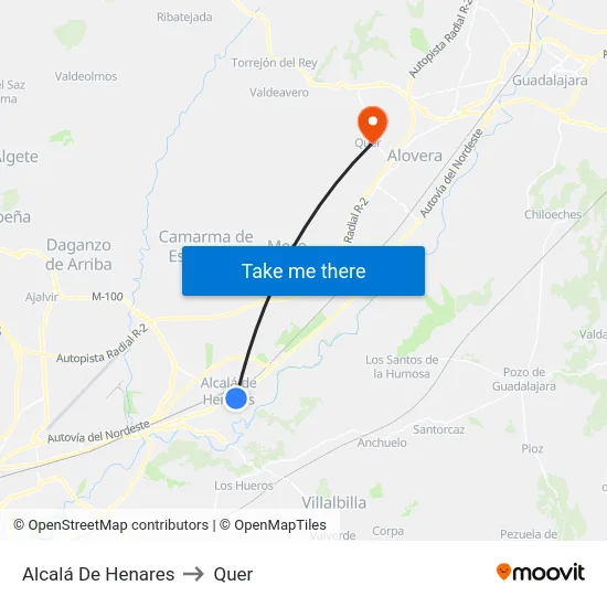 Alcalá De Henares to Quer map