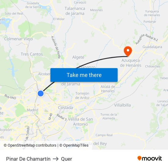 Pinar De Chamartín to Quer map