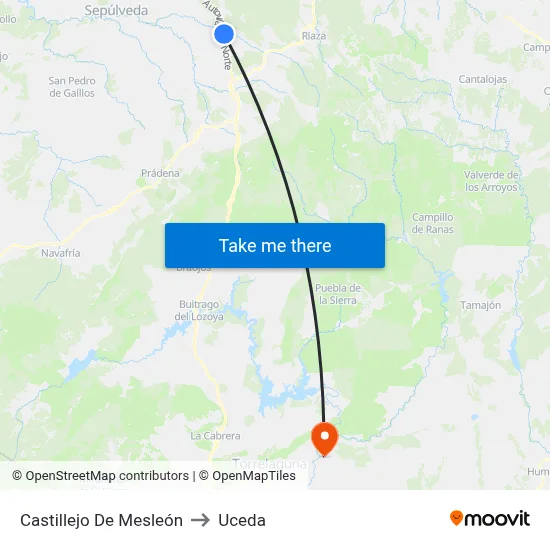 Castillejo De Mesleón to Uceda map