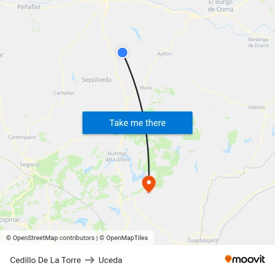 Cedillo De La Torre to Uceda map