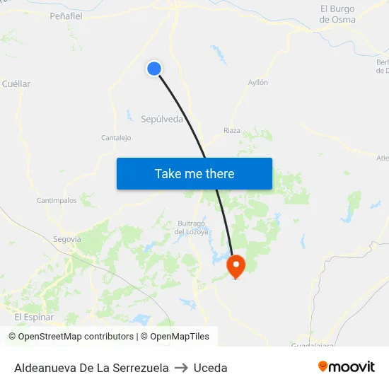 Aldeanueva De La Serrezuela to Uceda map