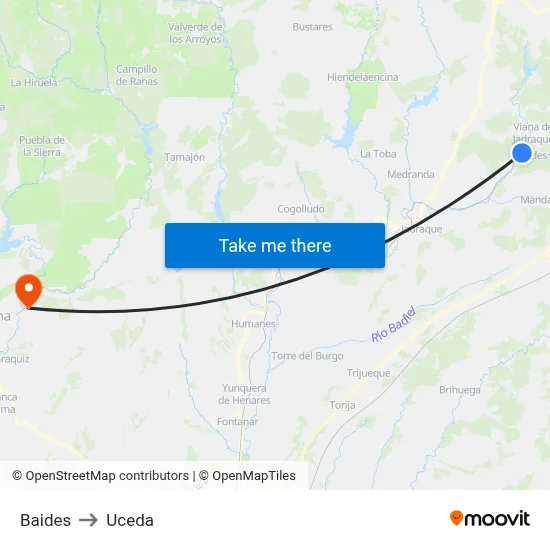 Baides to Uceda map