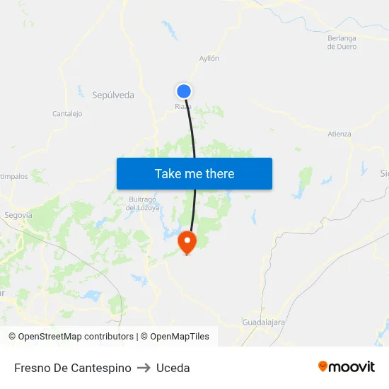 Fresno De Cantespino to Uceda map