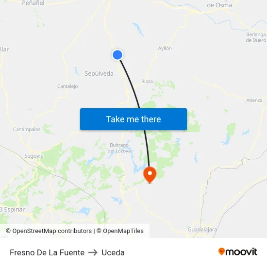 Fresno De La Fuente to Uceda map