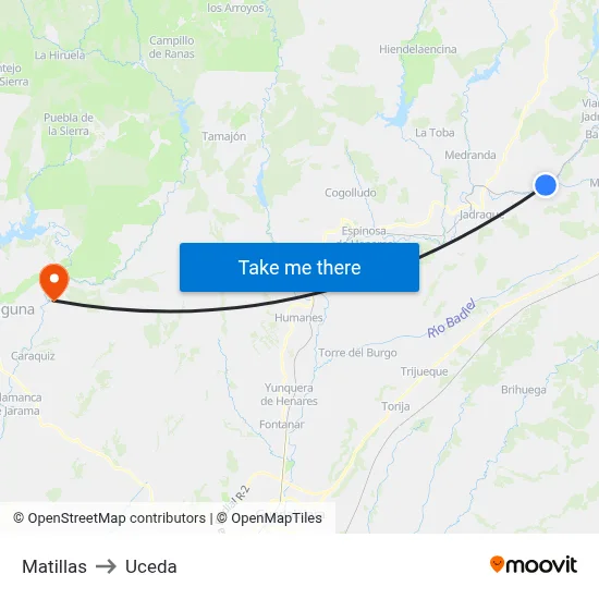 Matillas to Uceda map