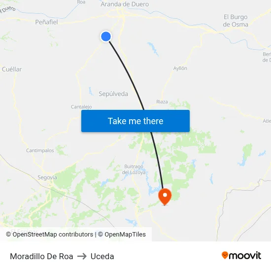 Moradillo De Roa to Uceda map