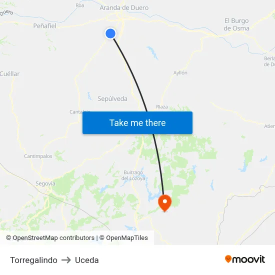 Torregalindo to Uceda map