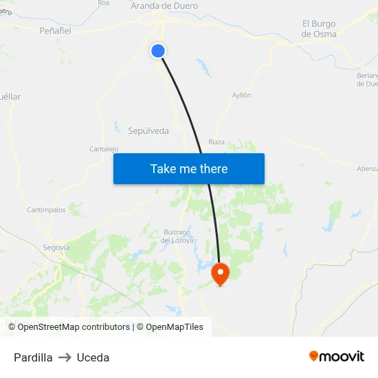 Pardilla to Uceda map