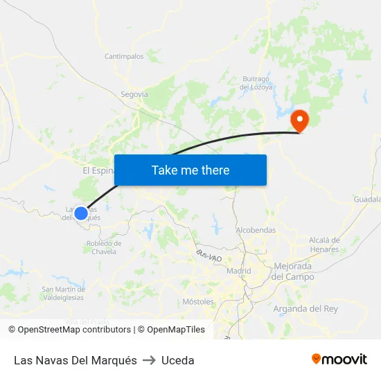 Las Navas Del Marqués to Uceda map