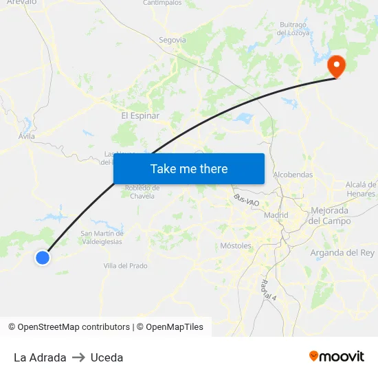 La Adrada to Uceda map