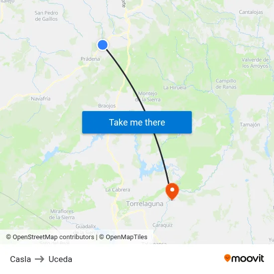 Casla to Uceda map