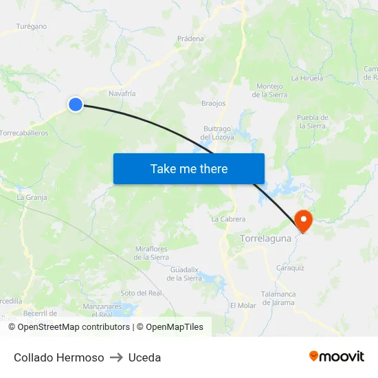 Collado Hermoso to Uceda map