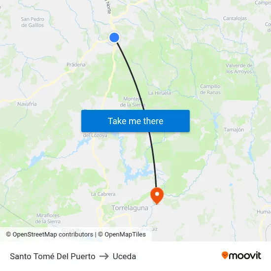 Santo Tomé Del Puerto to Uceda map