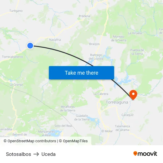 Sotosalbos to Uceda map